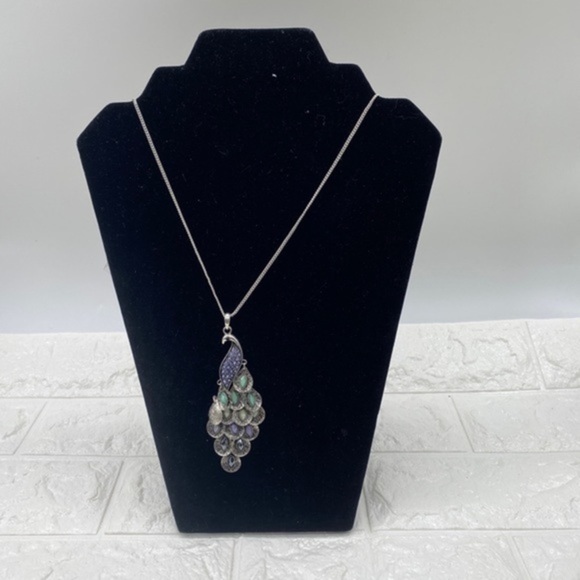 Silver Peacock Pendant Necklace Women’s NWT - Picture 1 of 8